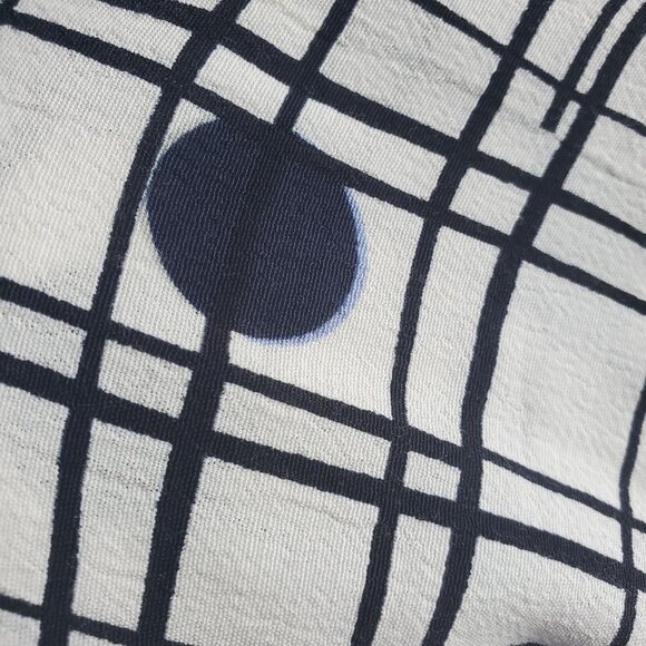 Cynthia Steffe Women's Navy Blue Polka Dot Plaid White Shirt Shift Dress Size 2 - Picture 8 of 14